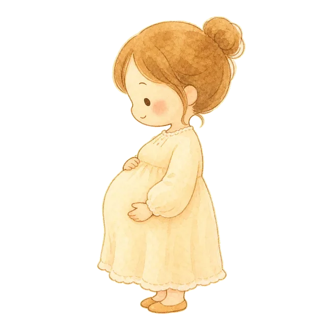 妊娠中の女性がお腹に手をあてている様子
